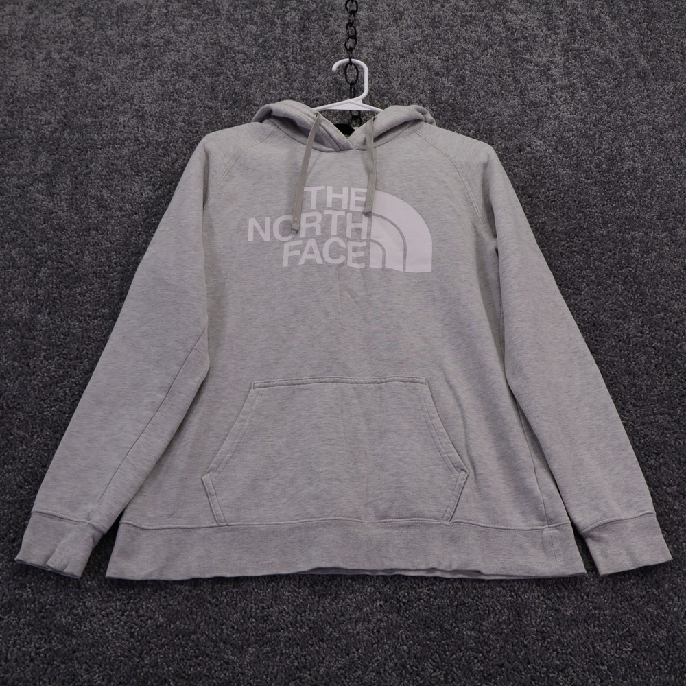 The North Face Hoodie Womens Medium Gray Pullover Logo Graphic Long Sleeve